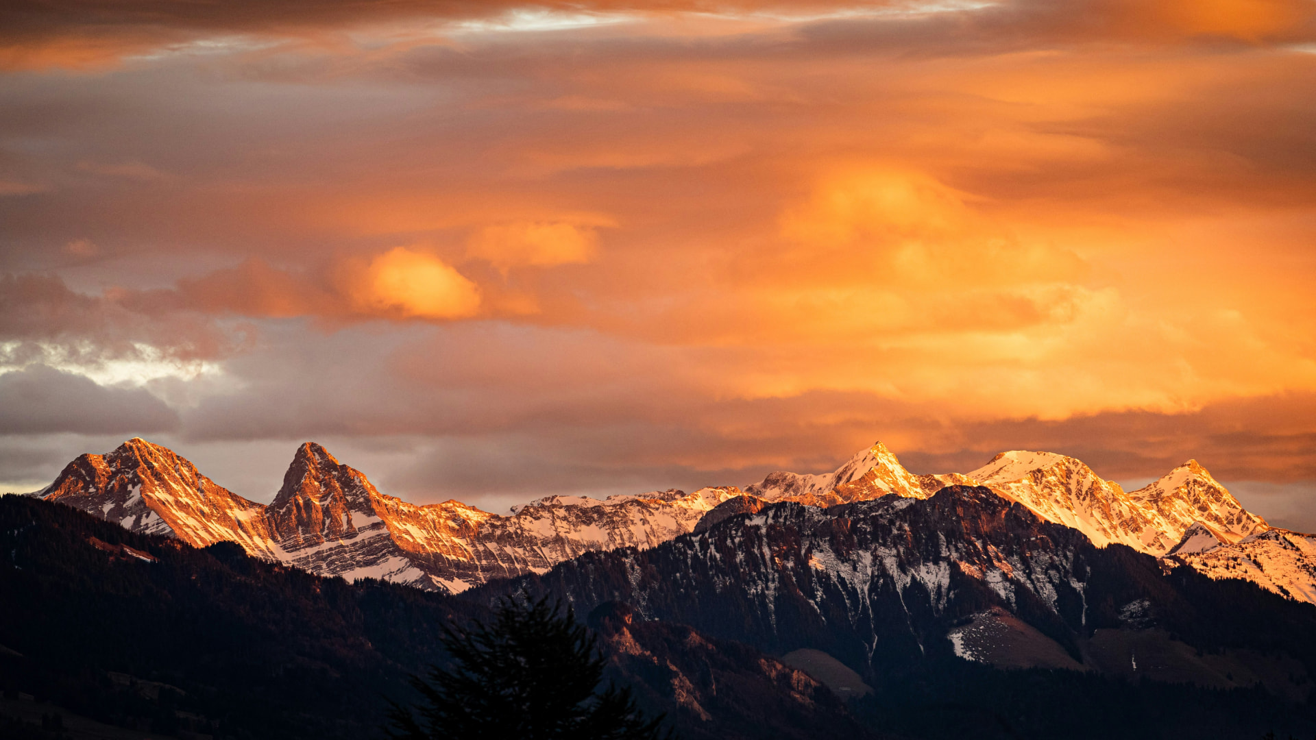 Mountain range at dawn